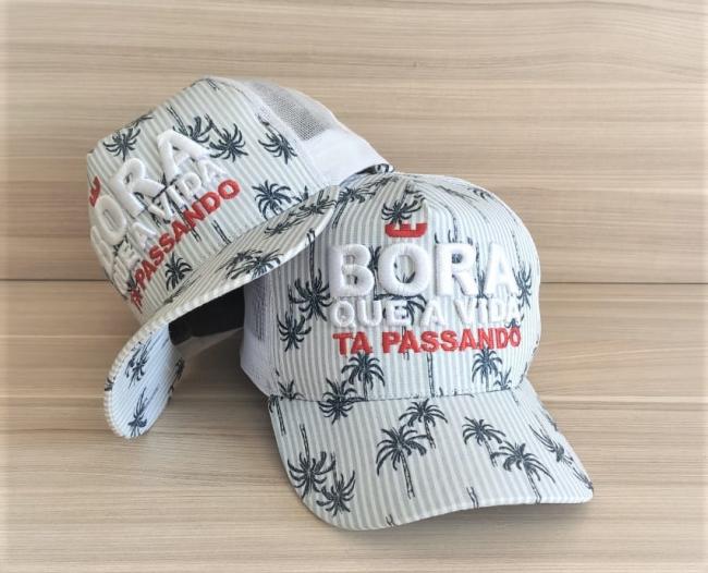 Boné Americano brim Estampado com tela